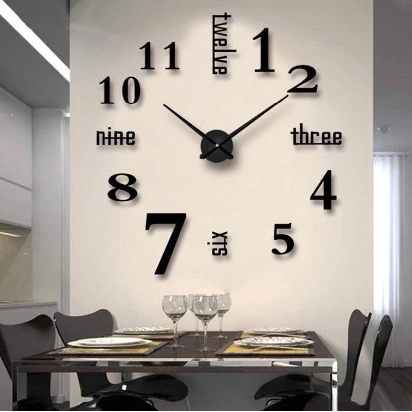 Đồng Hồ Dán Tường DIY 3D Mặt Gương Hình Chữ Số La Mã Lớn