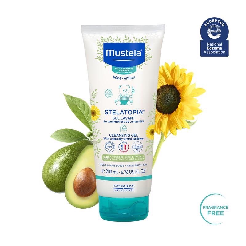 Gel tắm dành cho bé da chàm và viêm da cơ địa Mustela Stelatopia 200ml