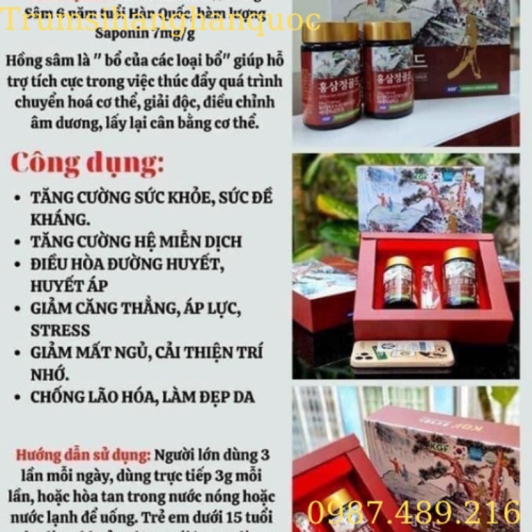 CAO CHIẾT XUẤT HỒNG SÂM HÀN QUỐC - Hộp 2 lọ 250gr [ Hàng Mới Về ]