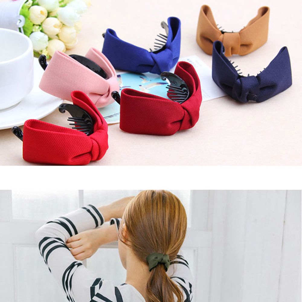 Kẹp tóc càng cua trang trí nơ vào màu trơn ngọt ngào và thời trang cho nữ