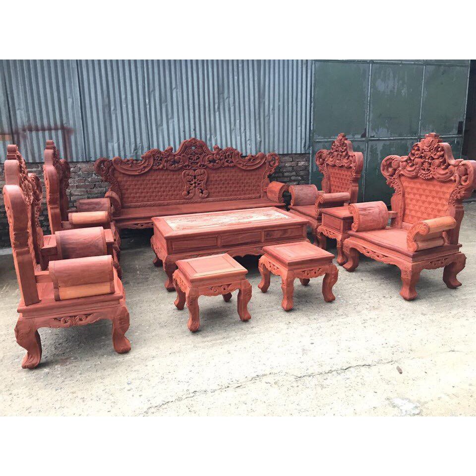 Bộ bàn ghế hoàng gia gỗ hương đỏ nam phi hàng thường