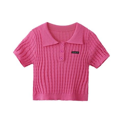 COZOK Áo polo dệt kim COZOK tay ngắn dáng ôm phong cách vintage cá tính