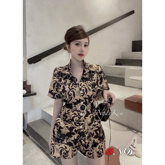 Set Ver sace khuy ngọc kèm đai