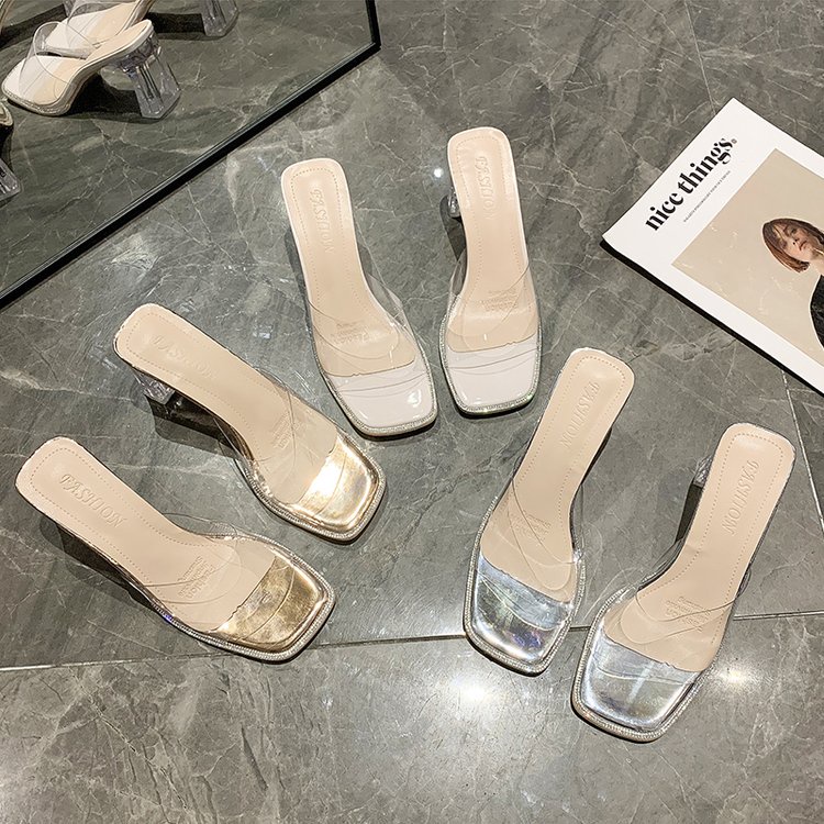 Dép Cao Gót Quai Trong Suốt Size 35-42 Thời Trang Nữ Sành Điệu