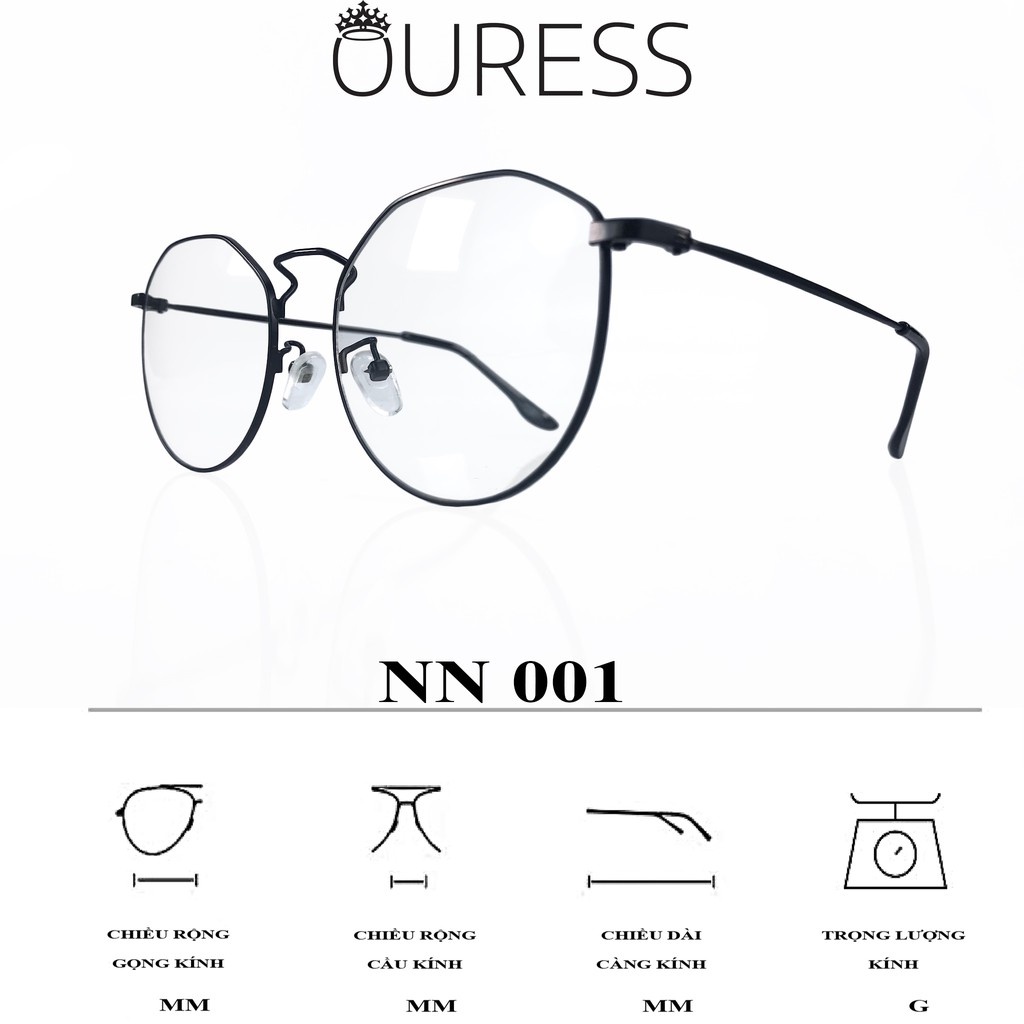 Gọng kính Ovan Hợp Kim Ouress NN001 Siêu Bền Dễ Thương