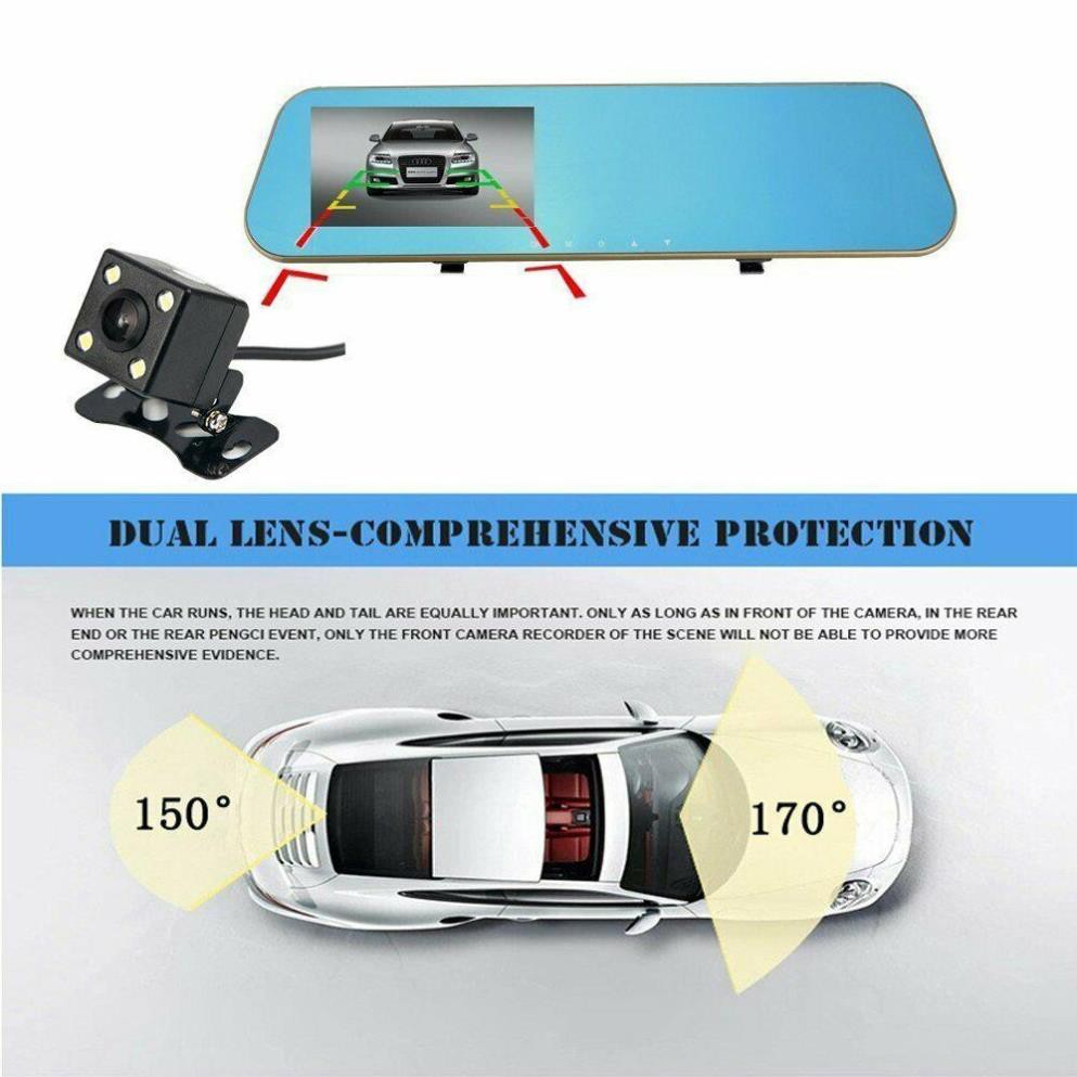 Camera Hành trình Gương treo 4.3 inch FHD 1080P, hỗ trợ cam sau, Ghi đè | BigBuy360 - bigbuy360.vn