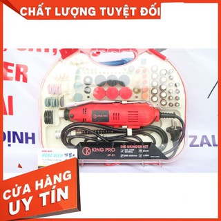 Bộ Máy Khoan Mài Cắt Khắc Mini Đa Năng Kingpro 200W 100 Chi Tiết (Đỏ) Điều Chỉnh 6 Tốc Độ