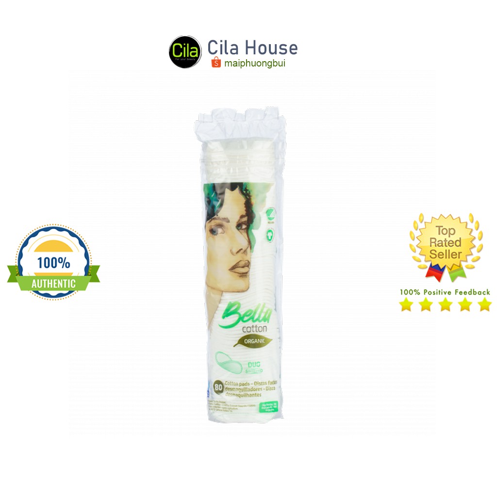 [MẪU MỚI] Bông tẩy trang Bella Hữu cơ (Organic) 80 miếng - Cila House