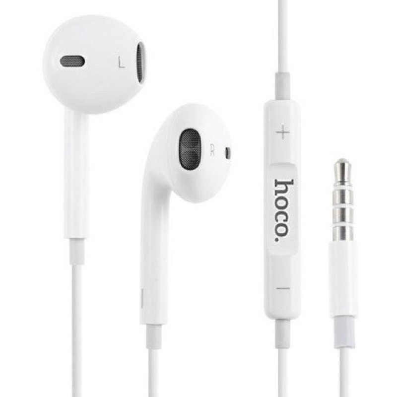 ✔CHÍNH HÃNG TAI NGHE NHÉT TAI HOCO M1 CÓ MIC NHỰA TPE JACK 3.5MM CÓ LOGO-DÀI 1.2M-MÀU TRẮNG TIỆN DỤNG CHO IPHONE ANDROID