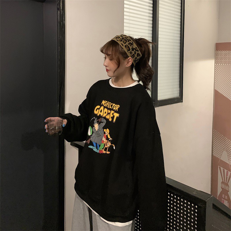 Áo Len Sweater Cổ Tròn Giản Dị In Họa Tiết Hoạt Hình Phong Cách Hàn Quốc | BigBuy360 - bigbuy360.vn