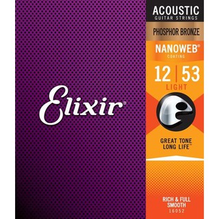 Bộ dây đàn Elixir Acoustic Guitar String Phosphor Bronze with NANOWEB LIGHT 12-53 (16052)