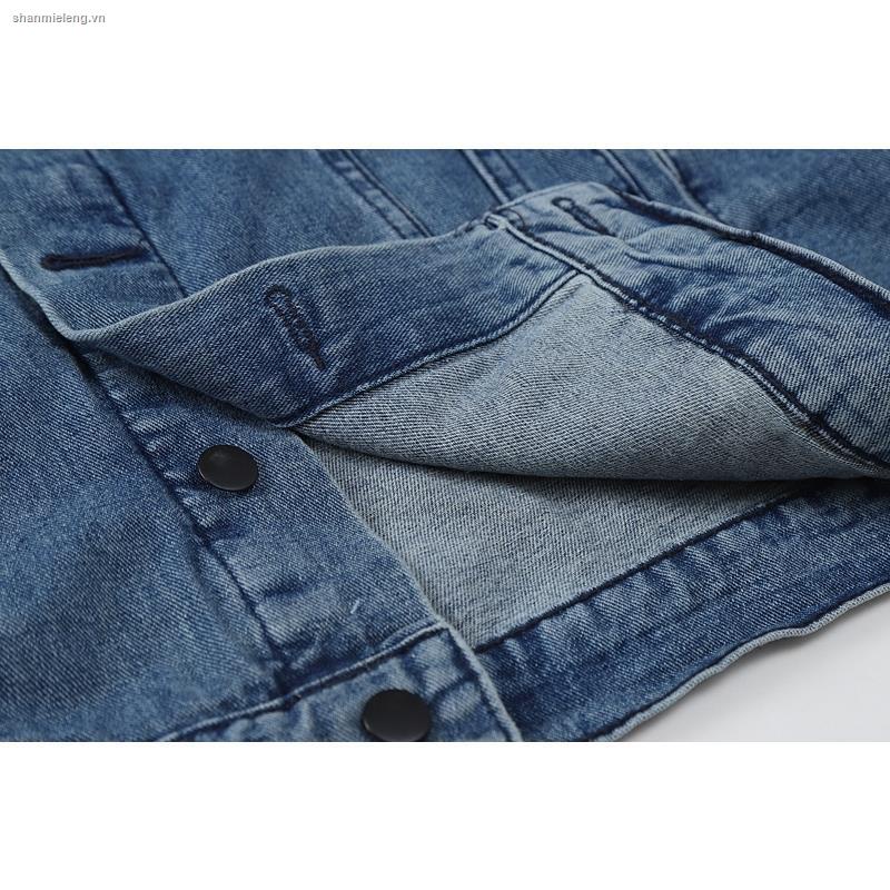 Áo khoác denim phối màu tương phản dáng rộng thời trang xuân thu cho nữ