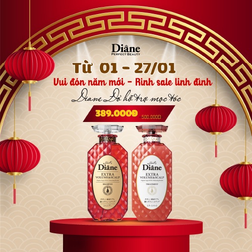 Cặp Gội Xả Dưỡng Tóc chống rụng &amp; làm phồng tóc Moist Diane Extra Volume &amp; Scalp-450mlx2