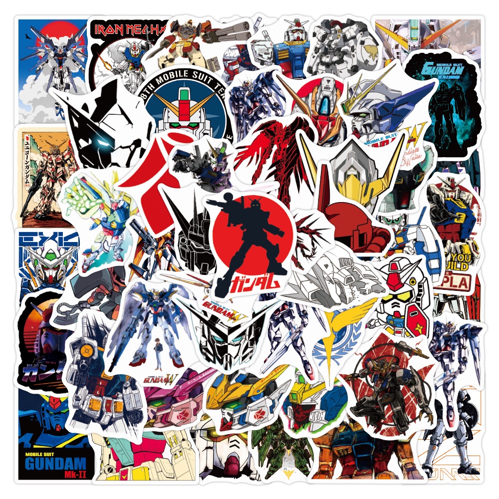 Set 50 Sticker Hoạ Tiết Anime GUNDAM Độc Đáo Để Trang Trí