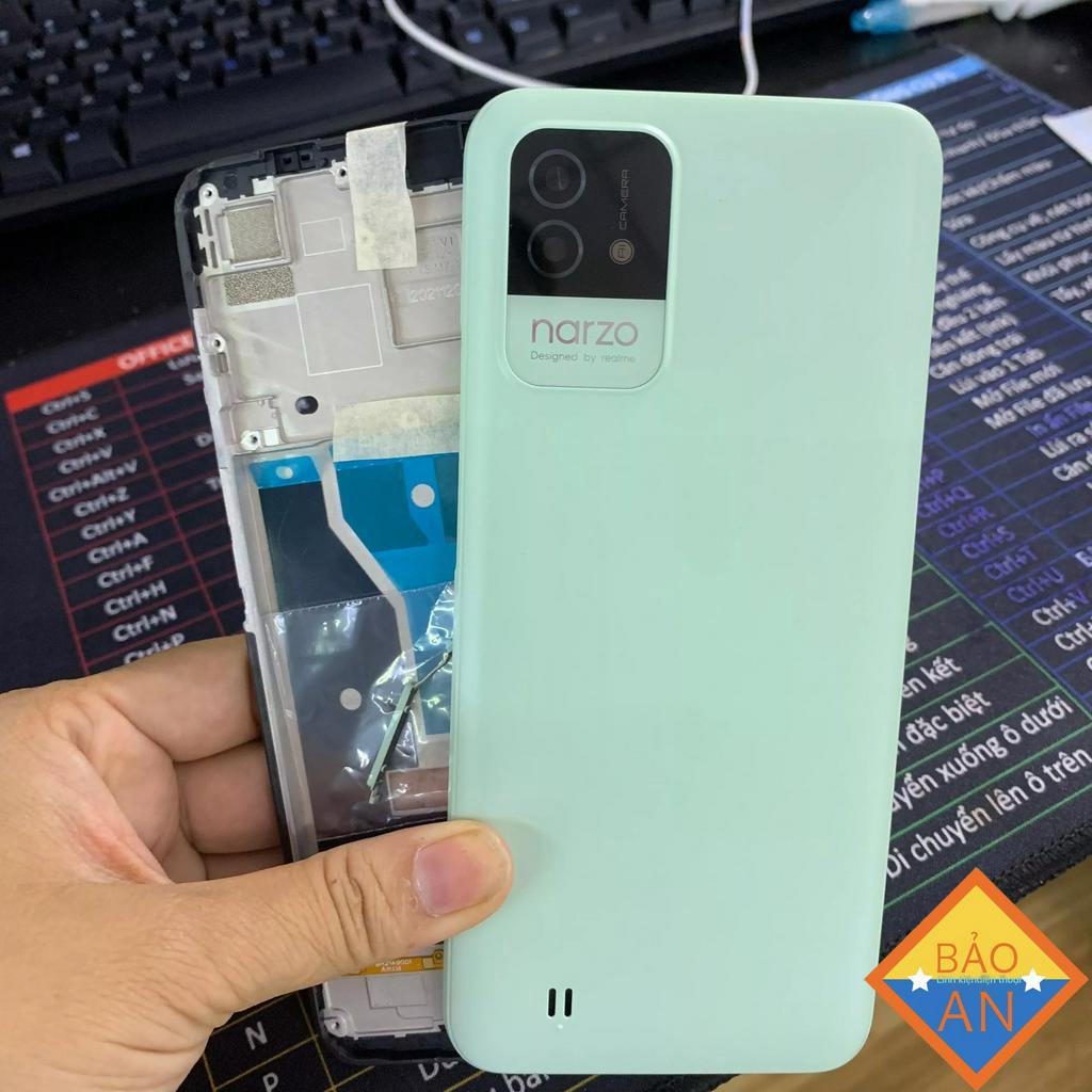 Bộ vỏ điện thoại realme narzo 50i zin có kính cam ,nút tăng giảm