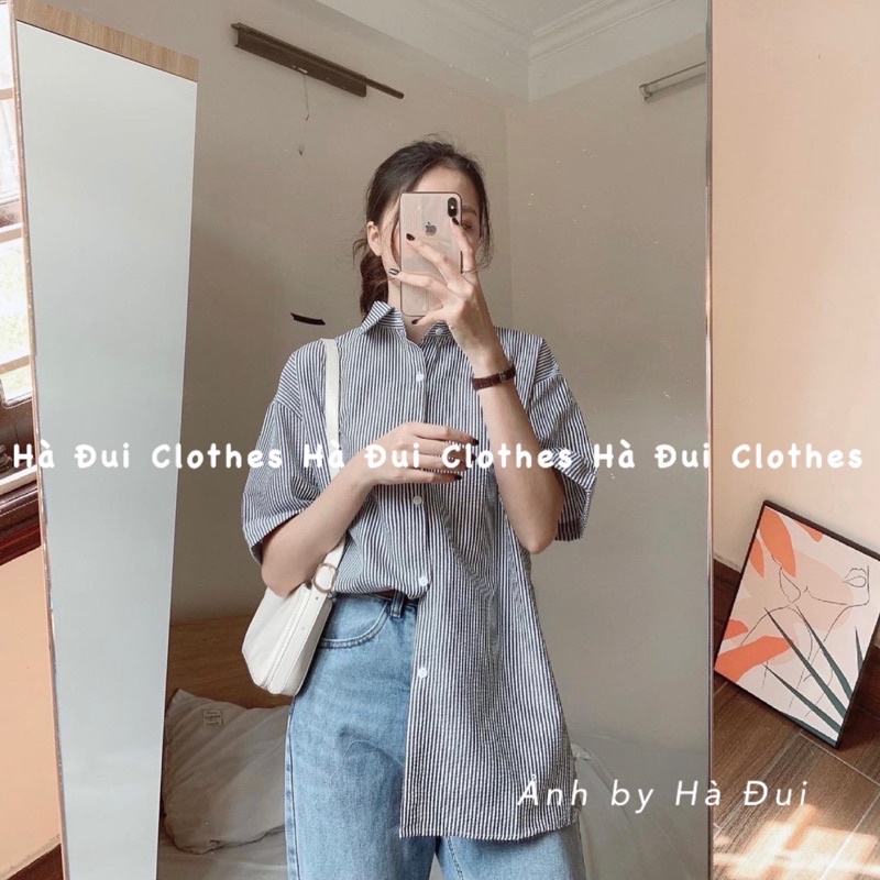 [ FREESHIP ẢNH THẬT] Áo Sơ Mi Ngắn Tay Công Sở Chất Xốp Kẻ Sọc dễ mặc