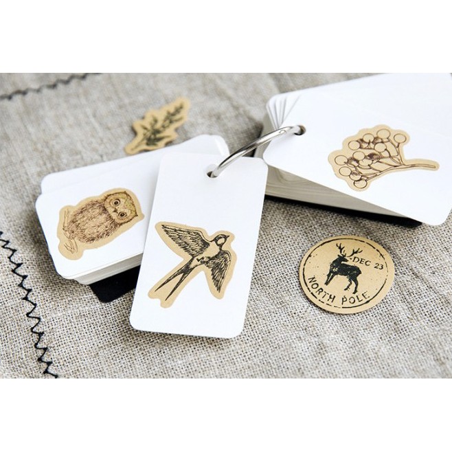 Hộp 46 miếng sticker mẫu thư bút vintage