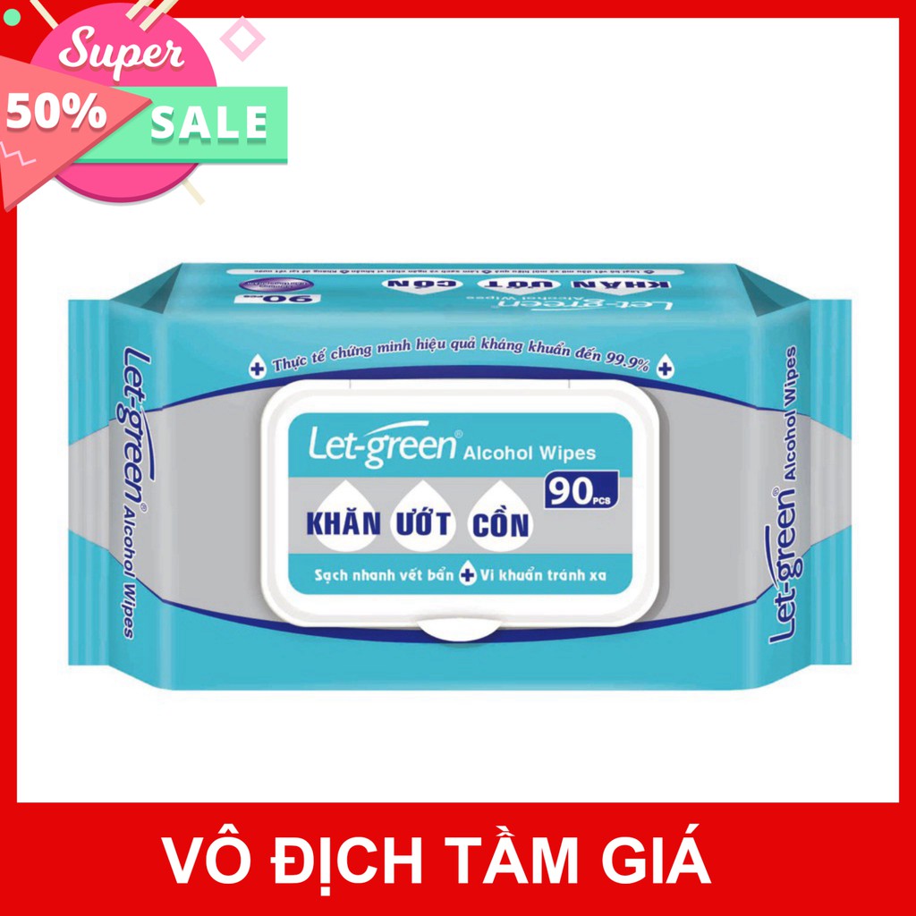 Khăn ướt cồn Let-Green loại 90 miếng/bao