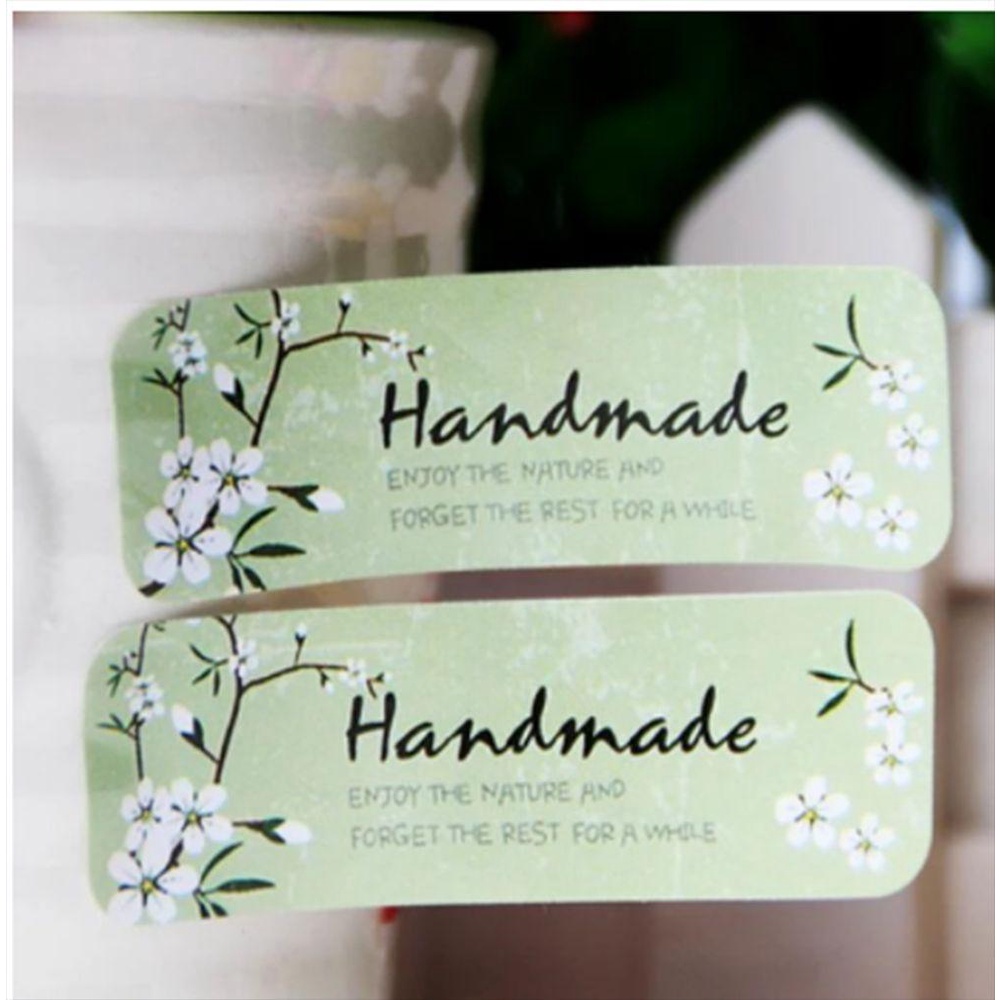 Set 120 Nhãn Dán Dài Bằng Giấy Kraft In Chữ Handmade