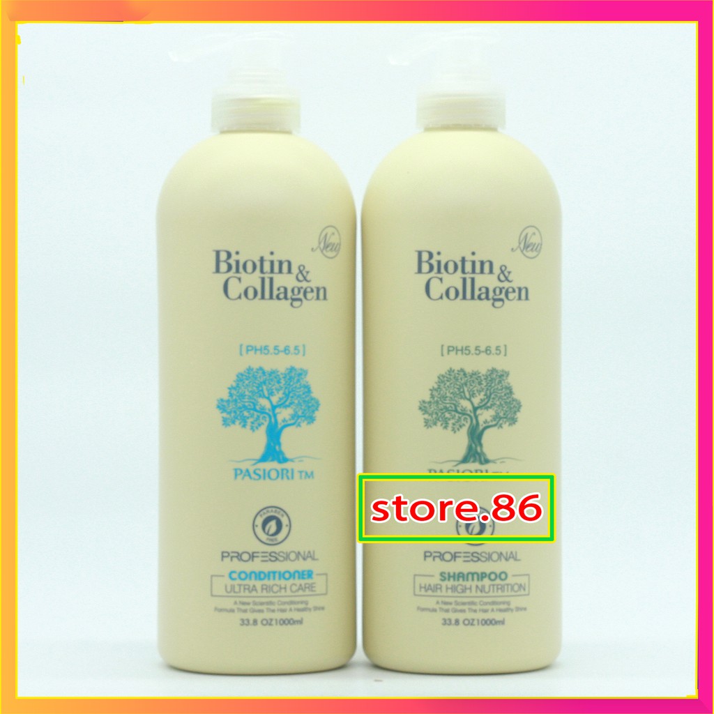 Dầu gội BIOTIN COLLAGEN store.86 mùi thơm sang dễ chịu siêu mềm mượt kích thích mọc tóc chống rụng tóc cặp 500ml - 1000m