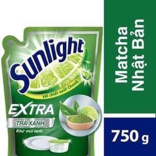 Nước rửa chén Sunlight trà xanh 750g ( dạng túi )