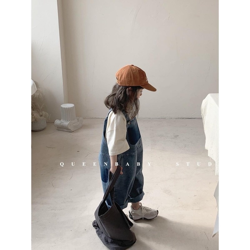 Quần Yếm Denim Dáng Rộng Thời Trang Xuân Thu Phong Cách Hàn Quốc Cho Nữ