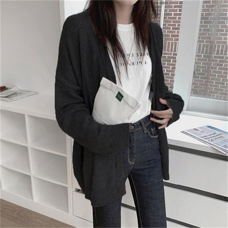 Áo khoác cardigan dệt kim dáng rộng thiết kế thời trang thu đông