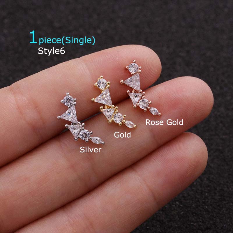 1 Khuyên Tai Bằng Thép Không Gỉ Đính Đá Zircon