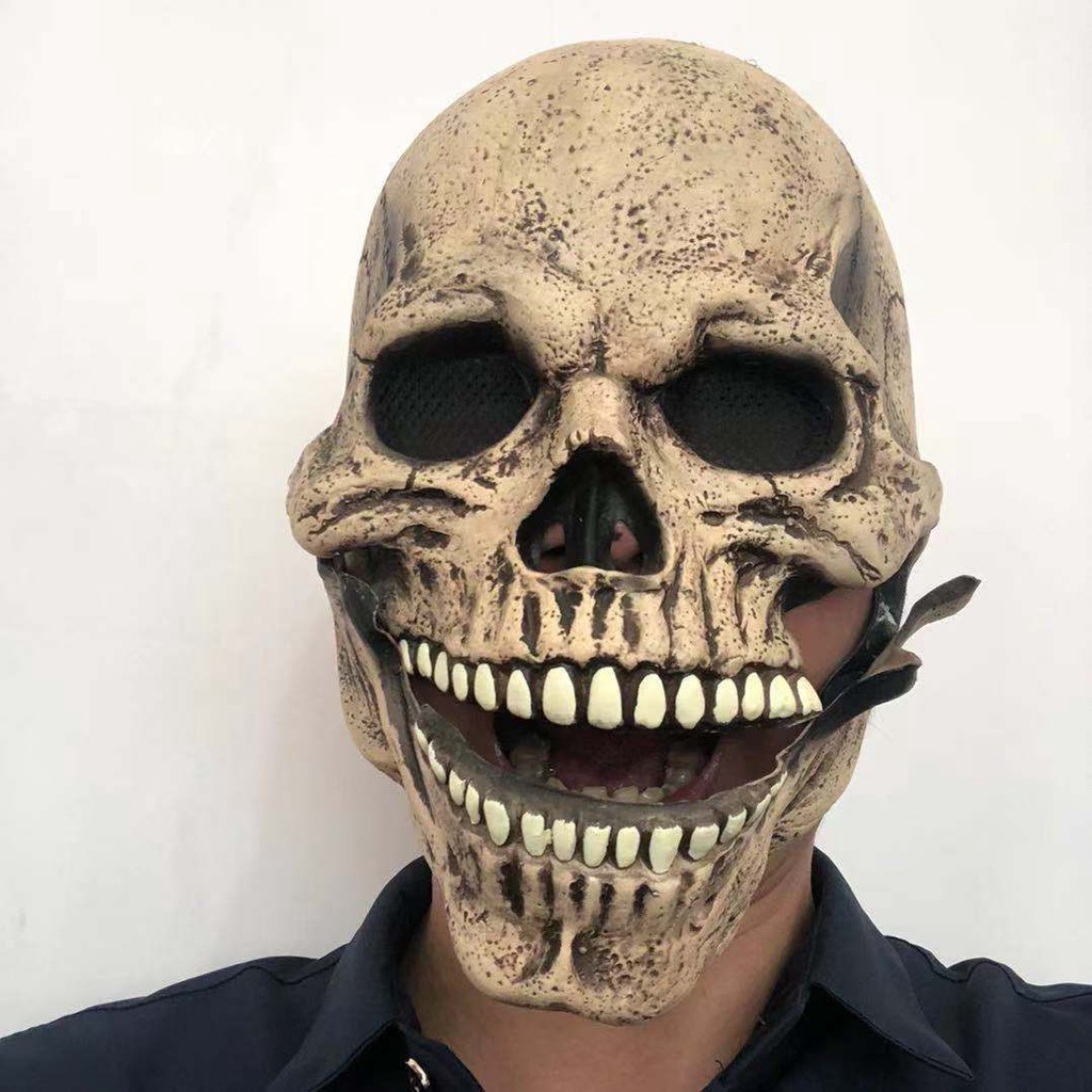 Halloween Decoration Skull Head Skull Mouth Mask Headgear Skull Full Head Face Shield Scary Props