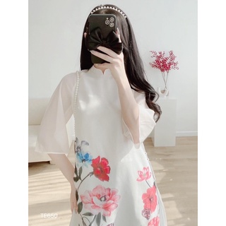 Áo dài  cách tân 4 tà tơ lụa Hàn