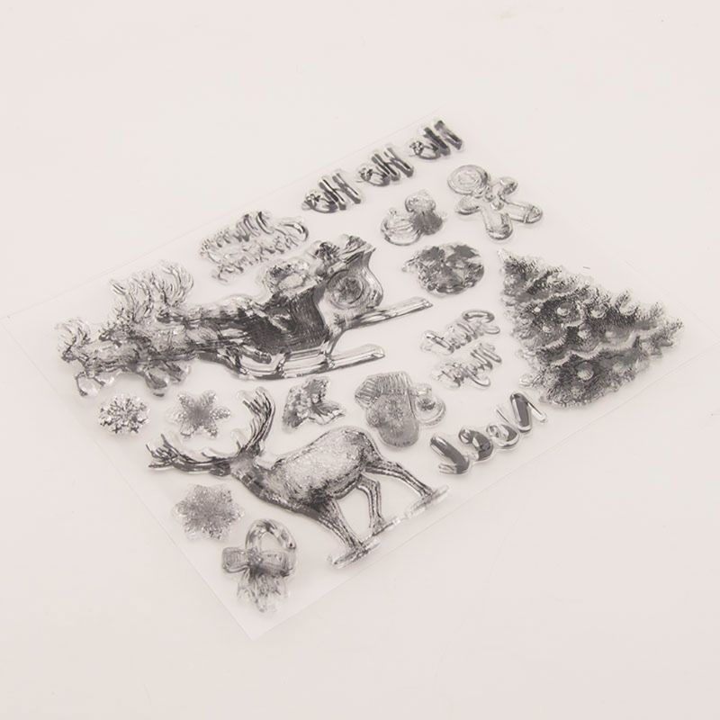 Con Dấu Silicon Trong Suốt In Nổi Hình Cây Thông Giáng Sinh Trang Trí Thiệp Sổ Tay DIY Thẻ