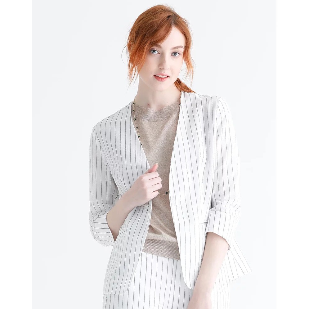 Áo blazer kẻ sọc tay rút xuất Nhật (có sẵn) | BigBuy360 - bigbuy360.vn