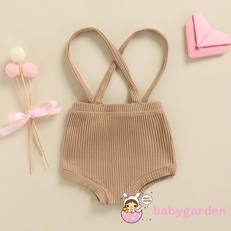 Quần yếm ngắn màu trơn có thể điều chỉnh phong cách mùa hè xinh xắn dành cho bé