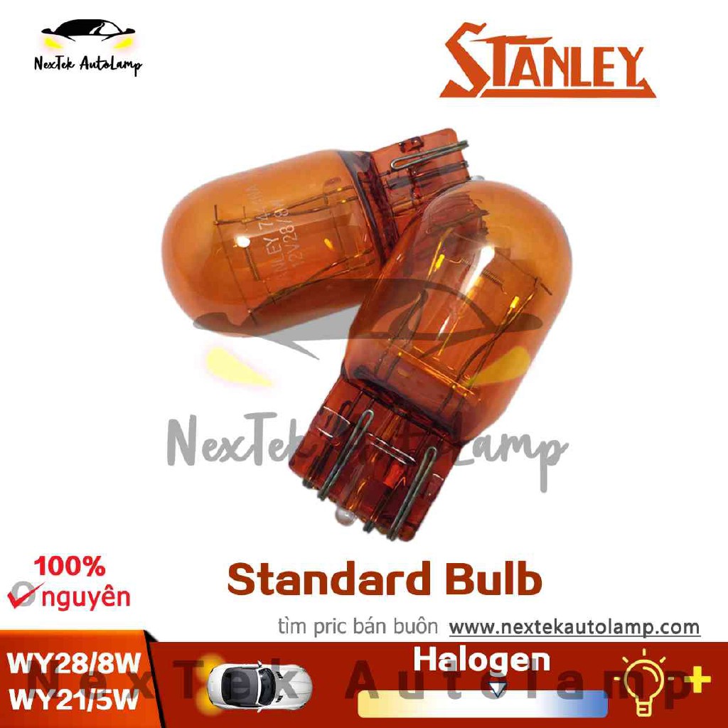 STANLEY 7444NA 12V WY28/8W T20 WY21/5W Bóng đèn Phanh Màu Hổ Phách (Mẹo đơn) đèn cảm ứng