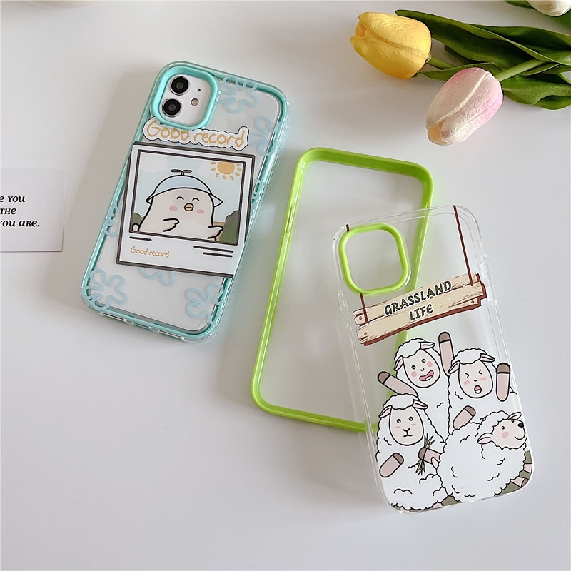 Ốp Điện Thoại Mềm Hình Cừu Xanh 3 Trong 1 Cho iphone 13 12 Mini Pro Max 6 6s 7 8 Plus XR XS Max 11 Pro Max