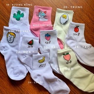 TẤT VỚ MÈO XƯƠNG RỒNG HOA QUẢ maruko xinh xắn