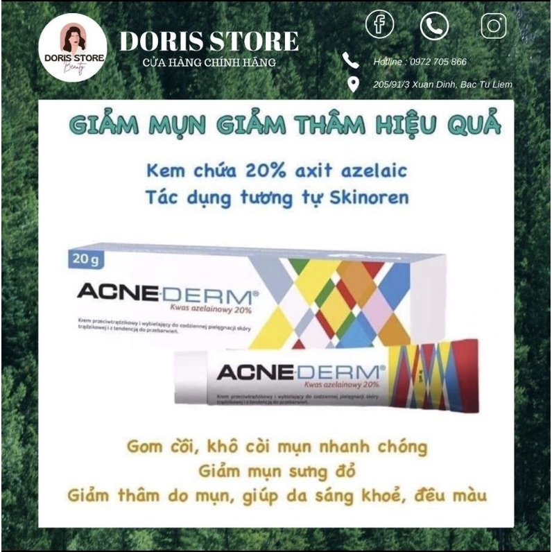 [Mã COSXANH100 giảm 10% đơn 250K] HÀNG SẴN [20g]Kem giảm mụn, làm trắng da Acne Derm 20% Azelaic(Acnederm) | BigBuy360 - bigbuy360.vn