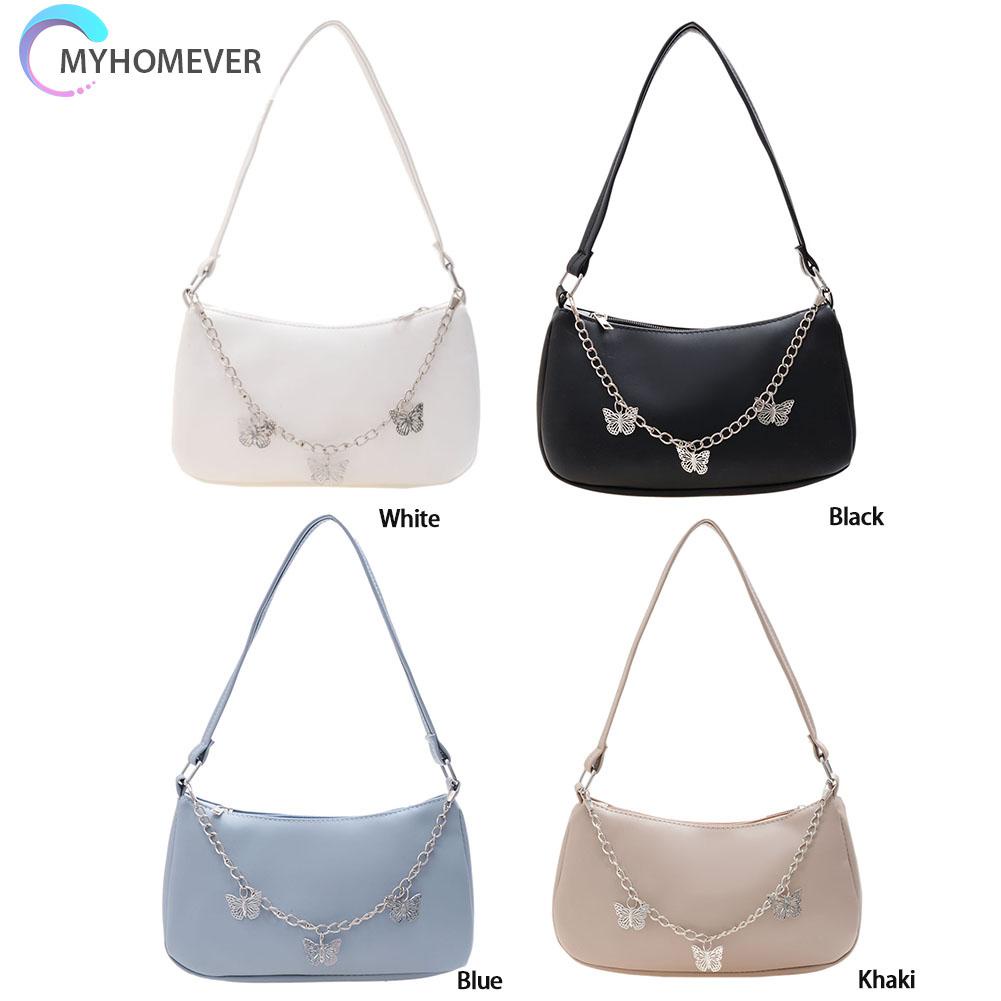 Túi Đeo Vai / Kẹp Nách Bằng Da Pu Phối Dây Xích Nhỏ Thời Trang Cho Nữ