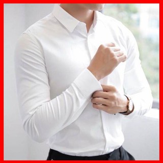 Áo sơ mi nam hàng Việt Nam Xuất Khẩu (VNXK) màu Trắng cúc trắng