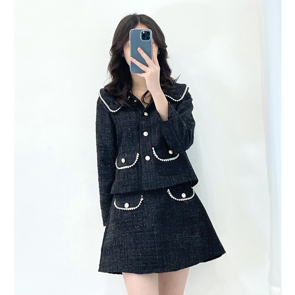 (FREESHIP) Set dạ viền cúc ngọc hàng quảng châu Miho house