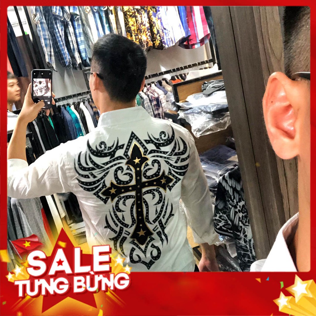 Áo sơ mi nam body họa tiết phản quang cao cấp chất cotton lụa SMKONF0506 - TRẮNG