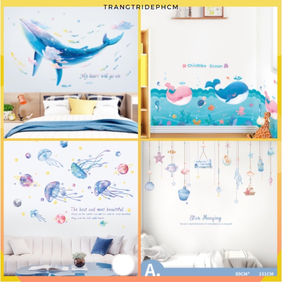 Combo Decal dán tường hoạt hình - nhiều mẫu dễ thương cho bé