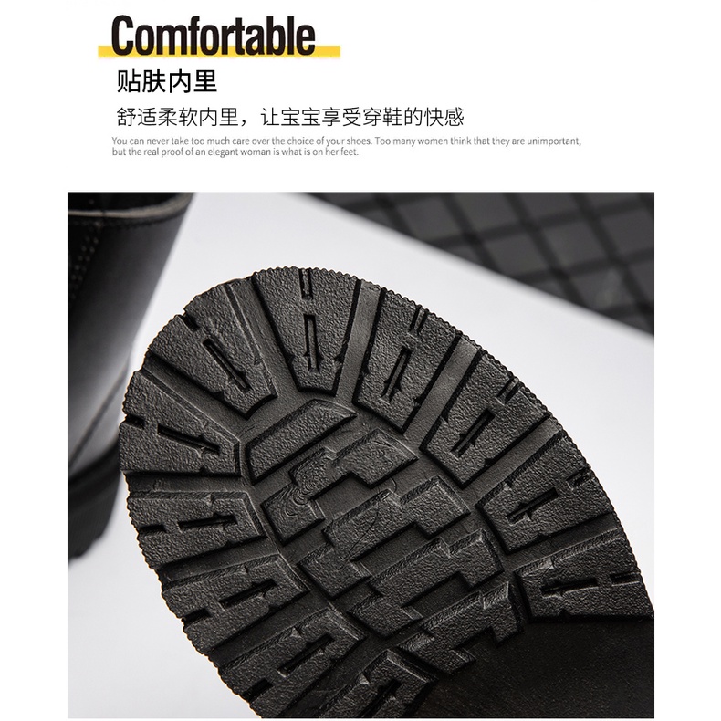 Giày Bốt Martin Bằng Da Bò Chống Trượt Chống Trơn Thời Trang Hàn Quốc Cho Trẻ Em