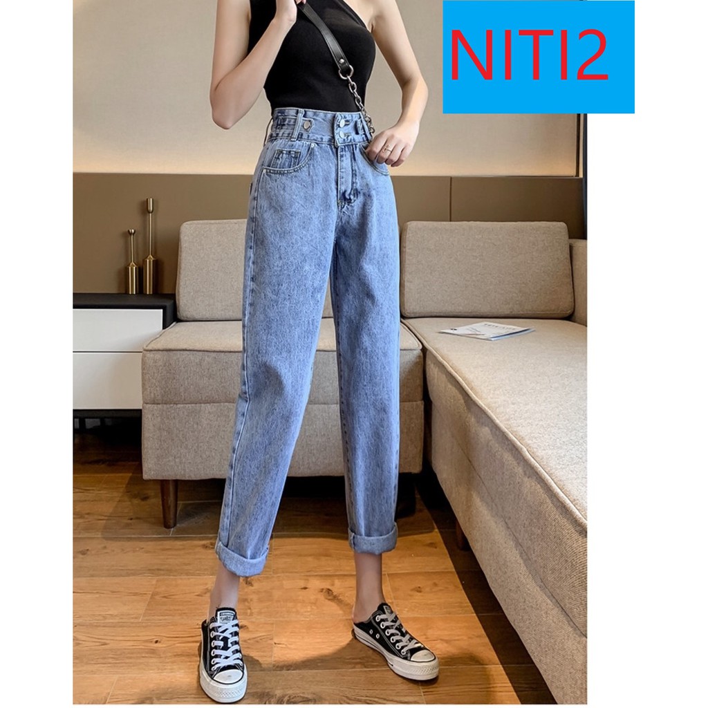 QUẦN BAGGY JEAN NỮ LƯNG CAO 2 NÚT 2 ĐAI CAO CẤP NITIQC