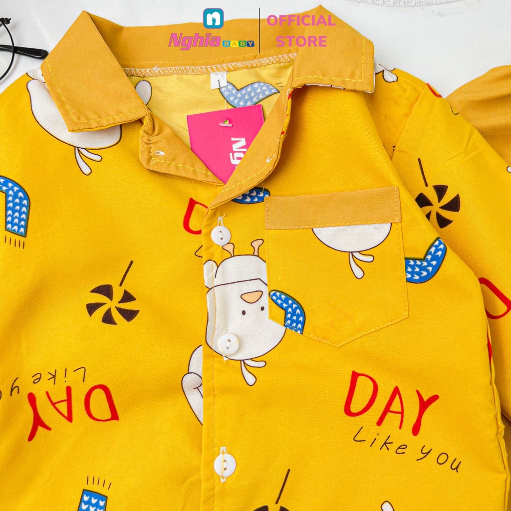 Đồ bộ pijama dài tay họa tiết chất thô đũi cho bé trai bé gái NGHĨA BABY dành cho bé từ 8kg-20kg