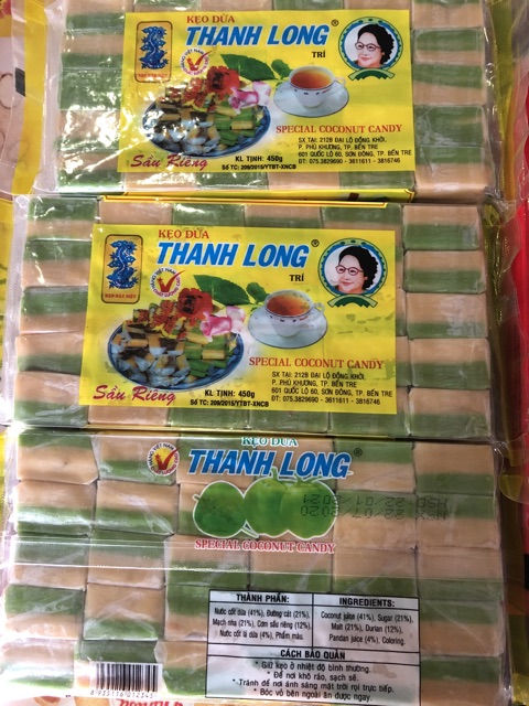 Kẹo Dừa THANH LONG Sầu Riêng 450gram-Đặc Sản Bến Tre