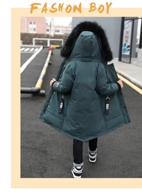 Áo Khoác Phao Dáng Dài Bé Trai Và Thanh Niên 1m15-1m65