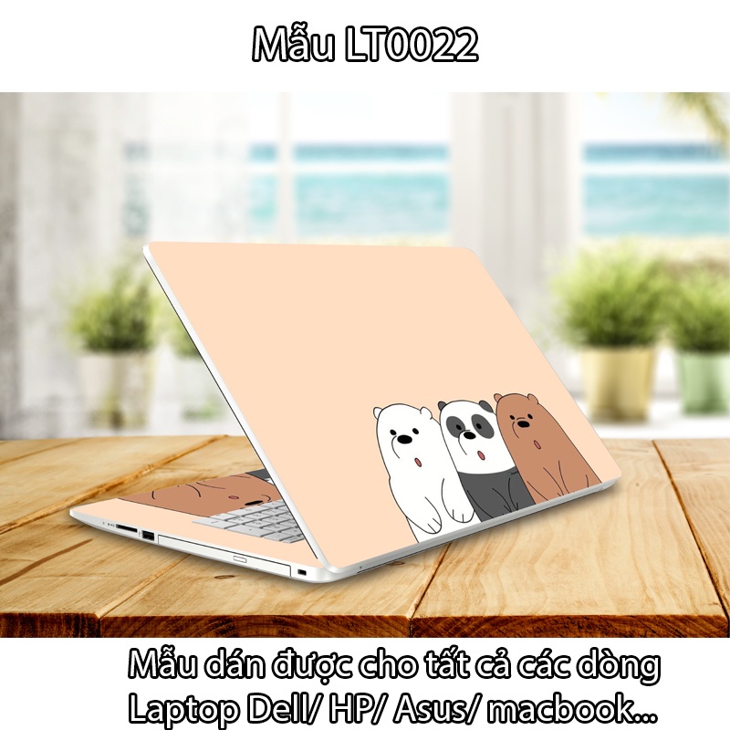 Miếng Dán Laptop - Mẫu LT022 hình gấu cute - Dán cho Dell, Hp, Asus, Lenovo, Acer, MSI, Surface,Vaio, Macbook