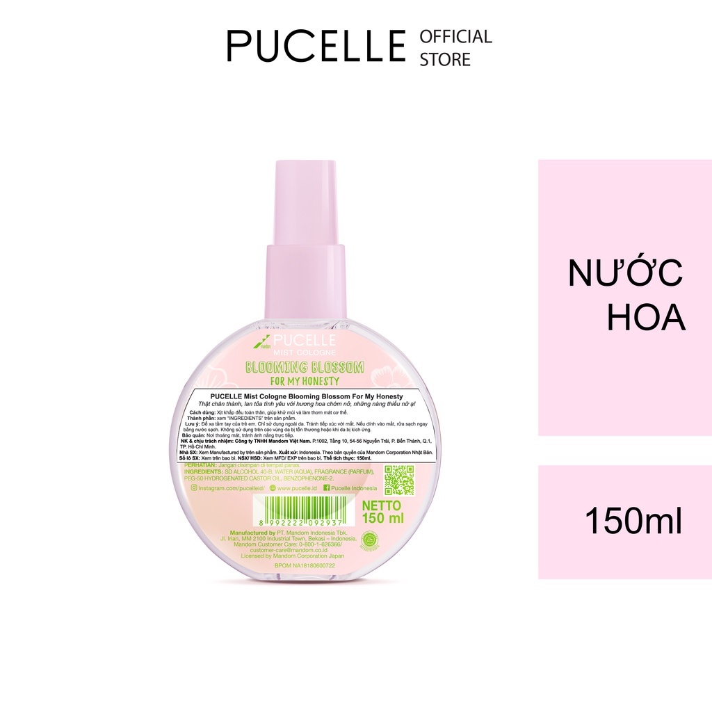 Nước Hoa dạng xịt PUCELLE Mist Cologne Blooming Blossom For My Honesty 150ml