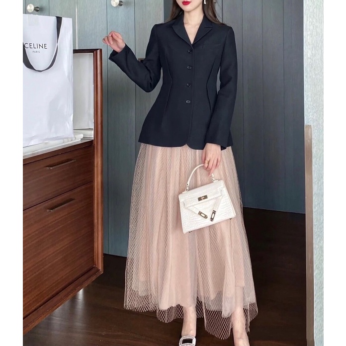 Áo khoác vest dáng ôm eo sang trọng thương hiệu thời trang cao cấp Dior CD